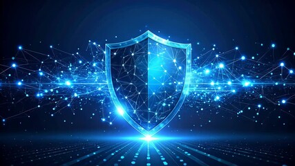 Digital shield with glowing network connections symbolizing data security and protection