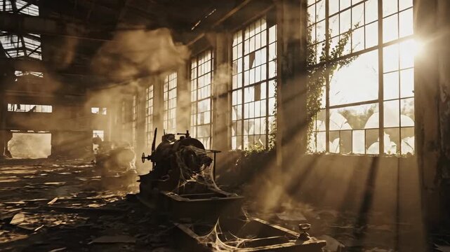 Abandoned Factory - A Glimpse into Industrial Decay and Sunlights Embrace.