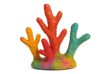 Crafting colorful paper mache coral reef decoration