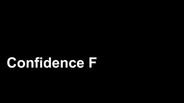 Animate text &ldquo;CONFIDENCE FOLLOWS ACTION&rdquo; in bold uppercase typography. Smooth punch-in reveal, subtle glow, controlled kinetic motion, centered layout, black background.