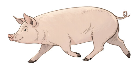 Fototapeta premium Pig walking forward. Farm animal isolated on transparent background.