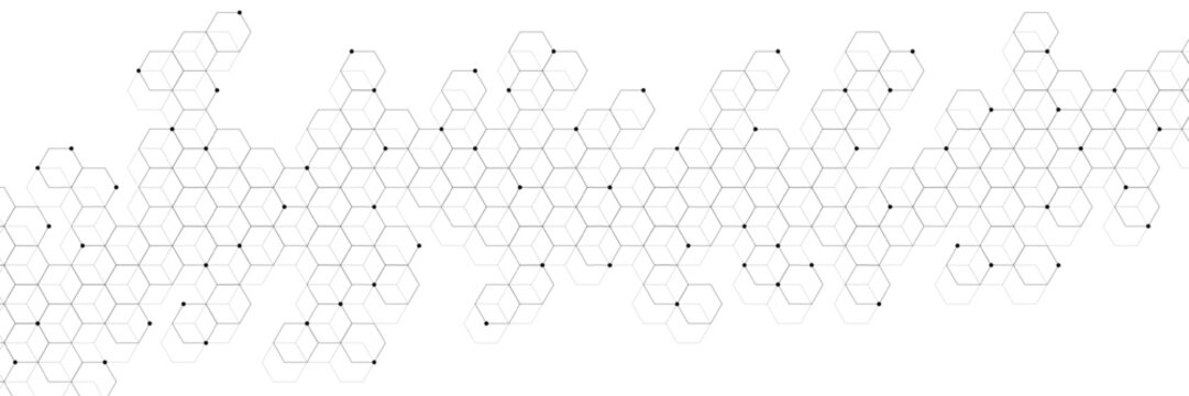 Molecular structure and genetic engineering DNA concept with hexagons pattern. Healthcare and medical background. Suitable for scientific research, technology and science. Vector