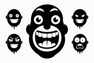 Obraz premium Collection of five cartoon faces with different emotions
