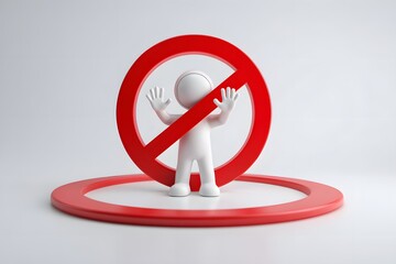 Three dimensional white humanoid character driving inside a classic red convertible car symbolizing travel freedom and journey on a white isolated background