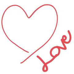Hand drawn heart with love text for romantic message