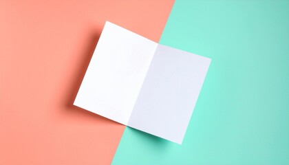 Fototapeta premium Blank Brochure Flatlay Mockup on Bright Color Block Background