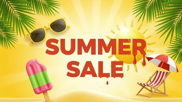 Bright summer sale banner offering exclusive discounts up to 50% off