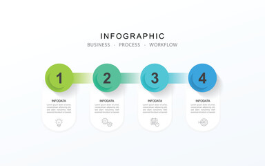 4 steps infographic flowchart design template. Timeline infographic elements vector illustration.
