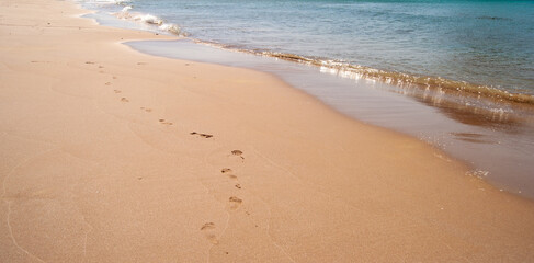 Footprints On The Sand By The Sea