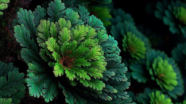 Top down fern leaves arranged symmetrically illustrator