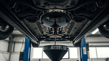 detail of a automobile oil changing 