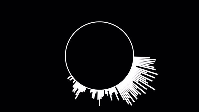 Circular audio spectrum ring overlay with transparent background for DJ music visualizer and motion graphics