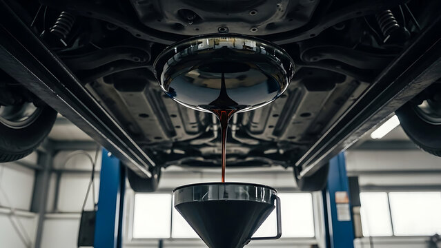 detail of a automobile oil changing 