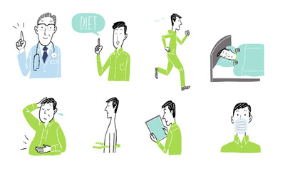 体調管理に気を付ける男性 シンプルなイラスト　健康管理