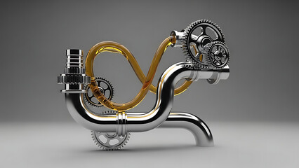 Mechanical Heart Gears Pipes Industrial Concept