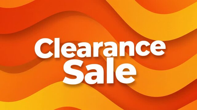Clearance Sale Announcement with Vibrant Orange Wavy Background.