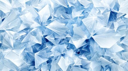 A digital illustration of a complex, abstract pattern of interconnected white and light blue shapes.