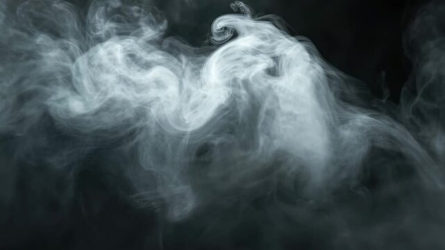 White smoke swirling on a dark background with a mysterious and eerie atmosphere created 4k video