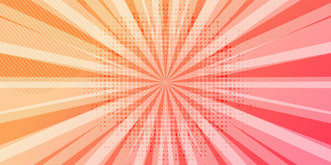 Pop art red comics book cartoon magazine cover. Cartoon funny retro pattern strip mock up. Vector halftone illustration. Vintage backdrop for comic superhero text, speech bubble, message.