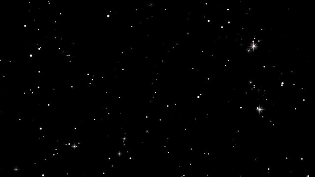 abstract white lights background loop,Twinkling stars glow and sparkle on black background, shimmering starburst light with pulsing white star fields, luxury night sky glitter twinkle animation in 4
