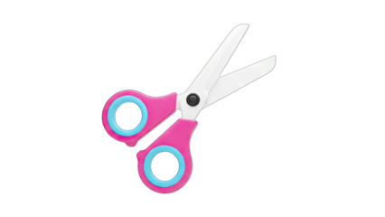 Pink Scissors Cutting on White Background
