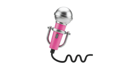 Pink Microphone Isolated on White Background