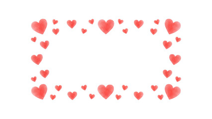 Red watercolor heart frame isolated on transparent background for Valentine's Day campaign, Love banner, Romantic poster, Greeting card design. Transparent bg