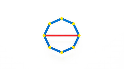 Octagon Geometry Design Blue Red Yellow Isolated Vector