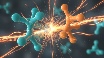 Molecular Collision Energy Release Science Illustration