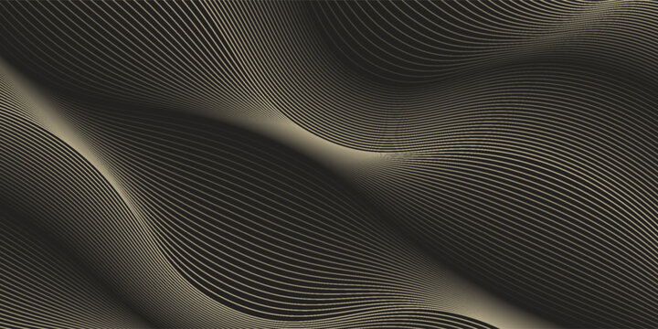 Luxury Gold Line Abstract Pattern on Black Background