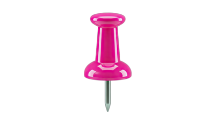 Pink Push Pin Isolated on White Background