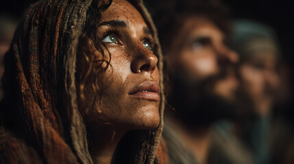 Concept photo of a group of missionaries united in prayer, seeking guidance and strength from God to reach out to unreached communities with the Gospel.