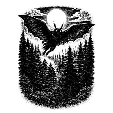 Mothman Cryptid Illustration