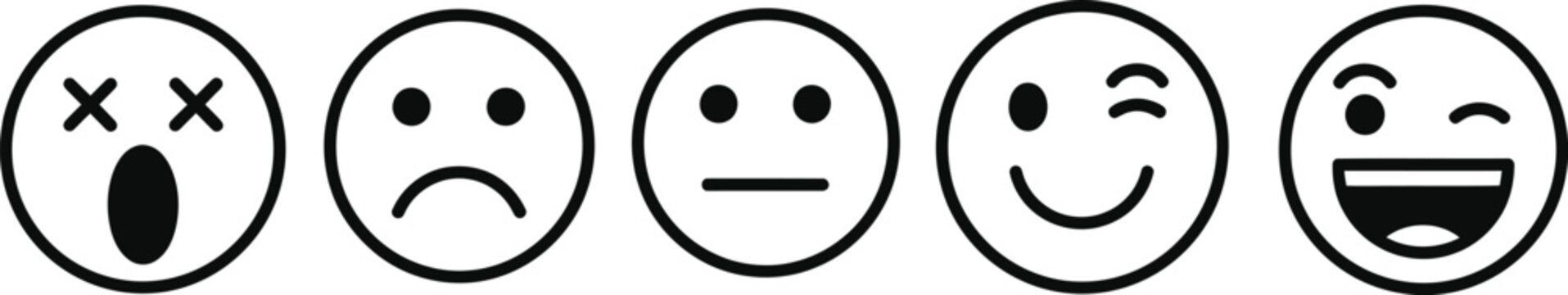 Emotions and facial expressions in a series of five emoticons