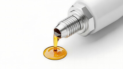 Engine Oil Pouring From Metal Container Automotive Lubricant