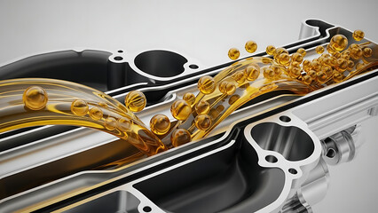 Obraz premium Engine Oil Flow Internal Combustion Detail Automotive