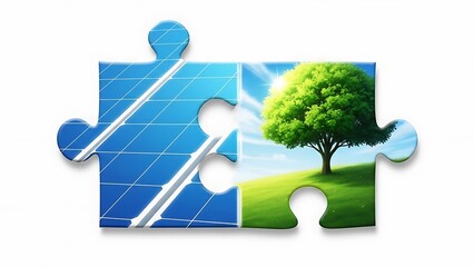 Solar panel and tree connect in puzzle