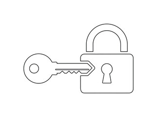 Key unlocking padlock symbolizing security and freedom