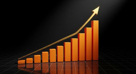 Increasing business growth chart with upward trend arrow