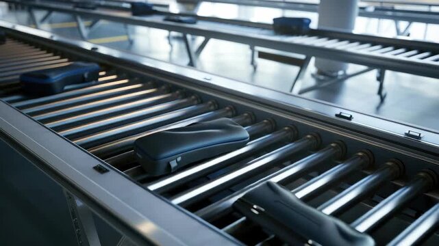 Airport baggage handling system moving luggage