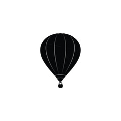 Obraz premium Hot air balloon silhouette icon isolated on white background, transport and travel symbol vector illustration.