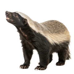 Fototapeta premium Wild Honey Badger Isolated on White Background