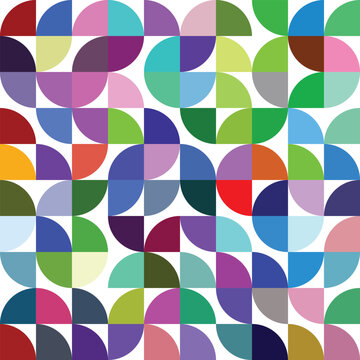 Bauhaus style geometric abstract pattern with primary colors and minimal shapes
