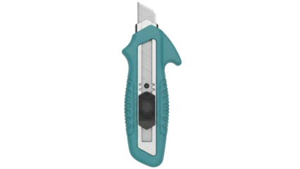 Isolated utility knife with retracting blade for cutting purposes with textured handle design
