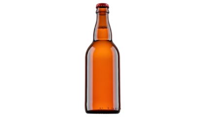 Isolated brown beer bottle stands upright, ready for brewing or serving the refreshing drink