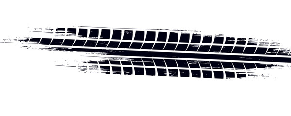 Tire tread marks, drift, motorsport, motocross, rally, tread mark with skid, grinding, splash effect. Graphic set of tire treads, wheel texture, car racing. Vector collection, wheel treads on asphalt © PECAH