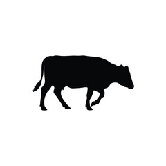 Obraz premium Cow step silhouette icon vector flat design.