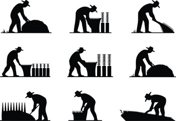 Farmers Field Work Icon Set Harvesting Crop Icons &ndash; Top Collection