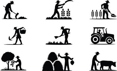 Farmers Field Work Icon Set Harvesting Crop Icons &ndash; Top Collection
