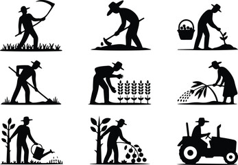 Farmers Field Work Icon Set Harvesting Crop Icons &ndash; Top Collection